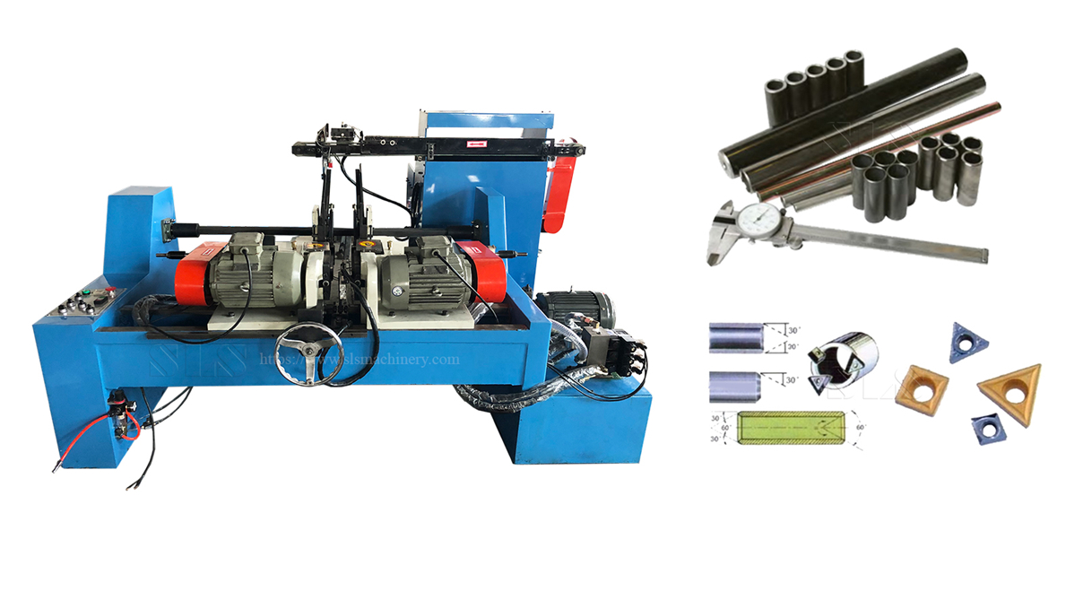 Máquina biseladora de extremos de tubos de metal para cabezales dobles de tubos