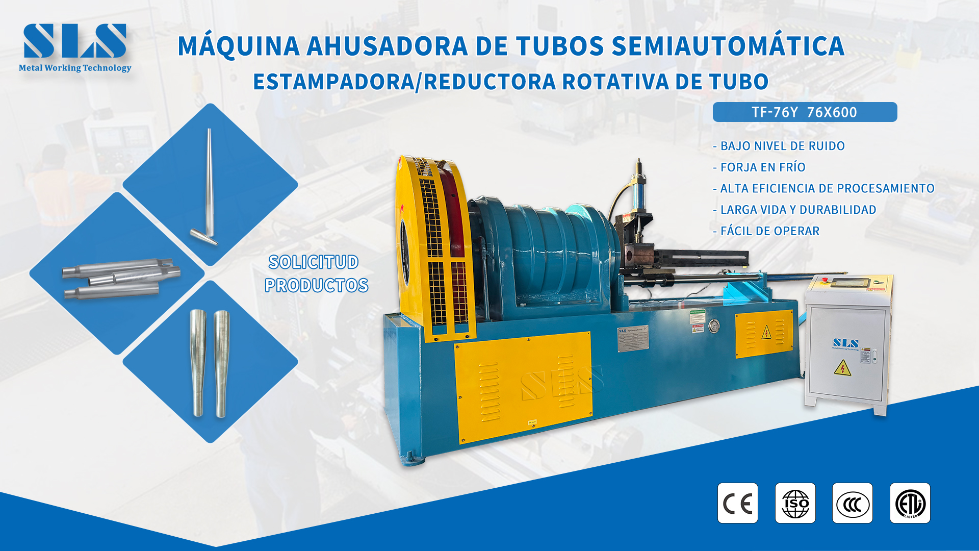 SLS Pipe Máquina de revestimiento giratorio: Swager / extremo de tubo de tubo. Reduce el equipo de formación