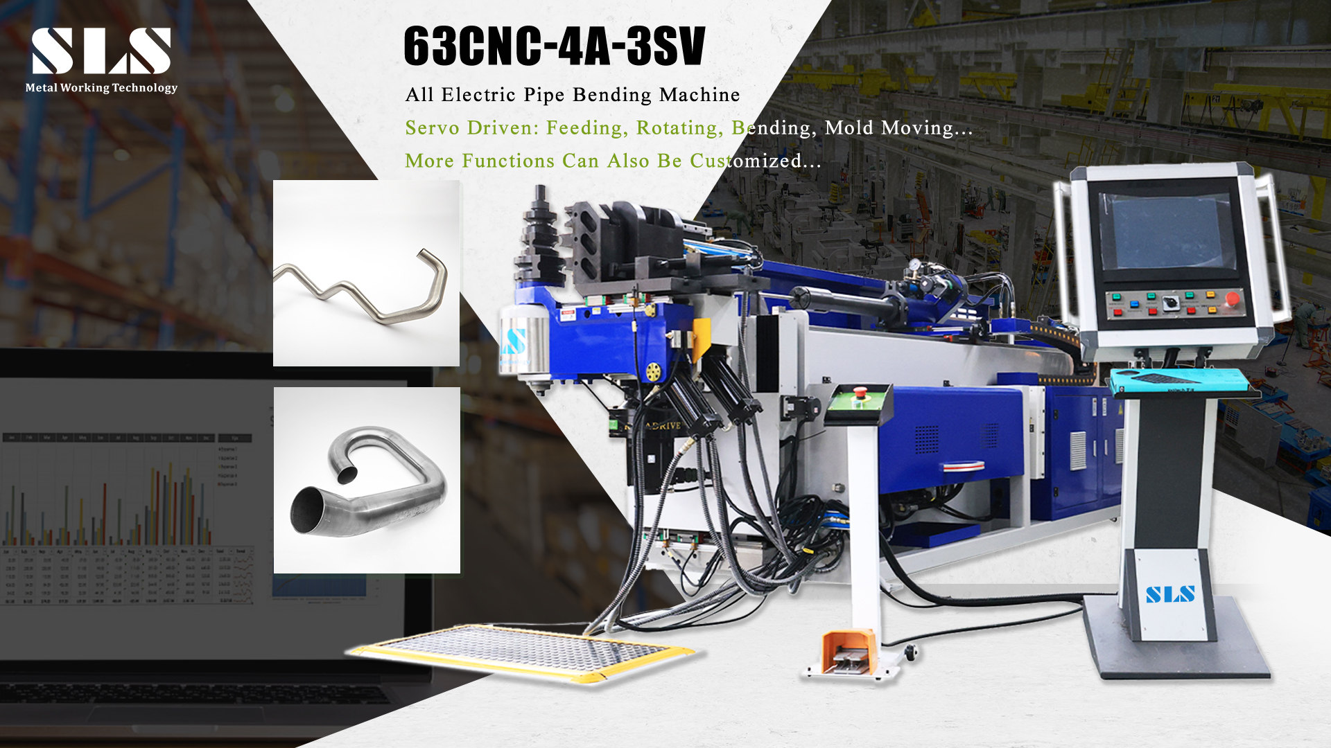 SLS 63CNC-4A-3SV Máquina de flexión de tuberías | ¿Qué es la máquina completa de flexión de tubo eléctrico automático de 4 ejes?