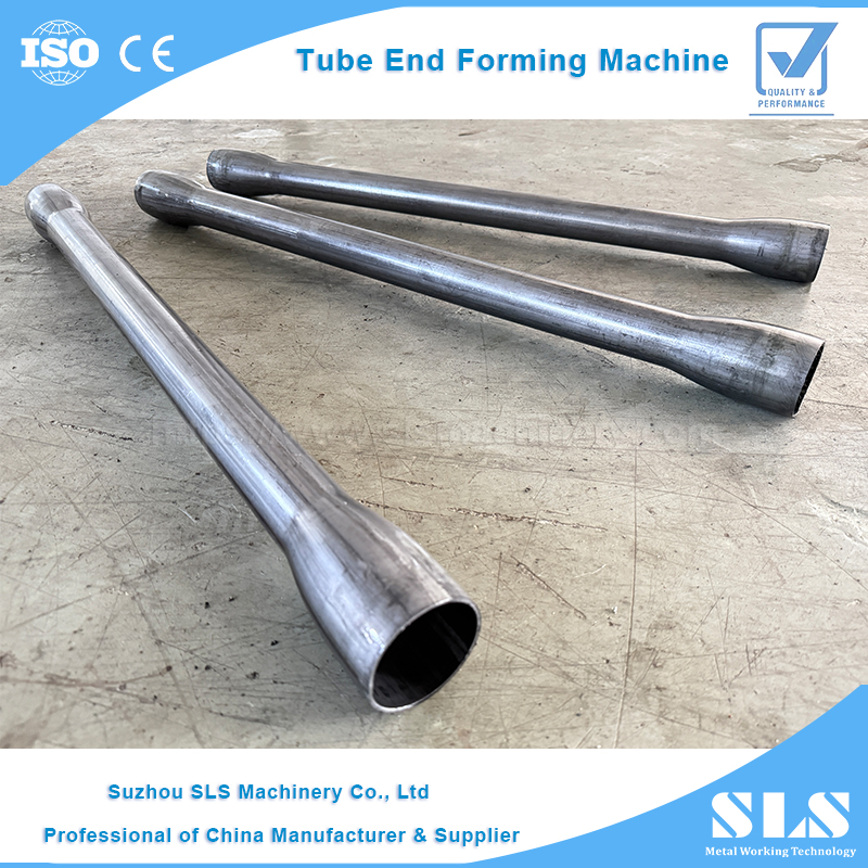 Máquina formadora de extremos de tubos de doble cabezal CNC completamente automática, 3 estaciones para accesorios de tuberías automotrices | Maquinaria SLS